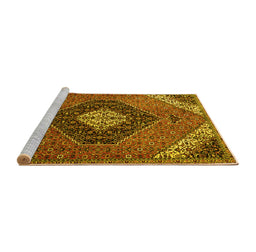 Sideview of Machine Washable Persian Yellow Traditional Rug, wshtr1916yw