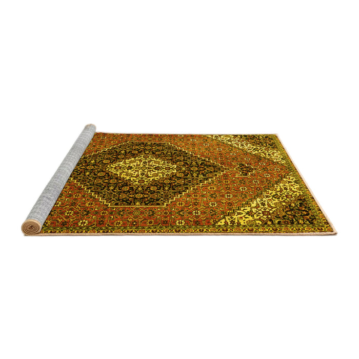Sideview of Machine Washable Persian Yellow Traditional Rug, wshtr1916yw
