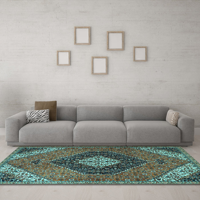 Machine Washable Persian Light Blue Traditional Rug in a Living Room, wshtr1916lblu