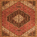 Round Machine Washable Persian Orange Traditional Area Rugs, wshtr1916org