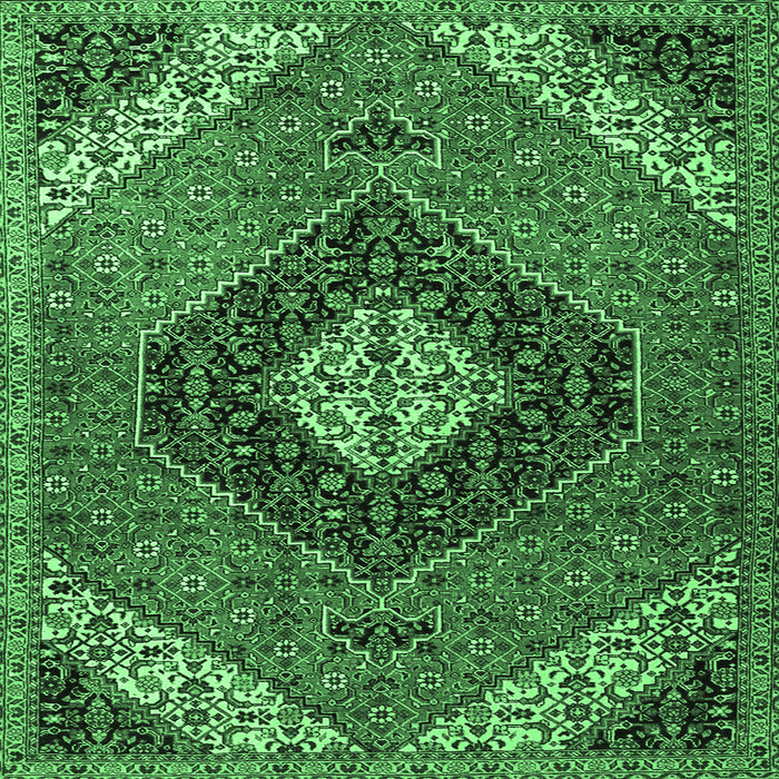 Square Machine Washable Persian Emerald Green Traditional Area Rugs, wshtr1916emgrn