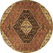 Round Machine Washable Persian Brown Traditional Rug, wshtr1916brn