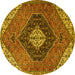 Round Machine Washable Persian Yellow Traditional Rug, wshtr1916yw