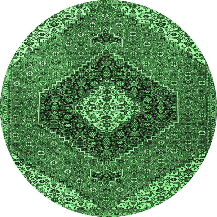 Round Persian Emerald Green Traditional Rug, tr1916emgrn