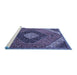 Sideview of Machine Washable Persian Blue Traditional Rug, wshtr1916blu