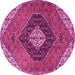 Round Machine Washable Persian Pink Traditional Rug, wshtr1916pnk