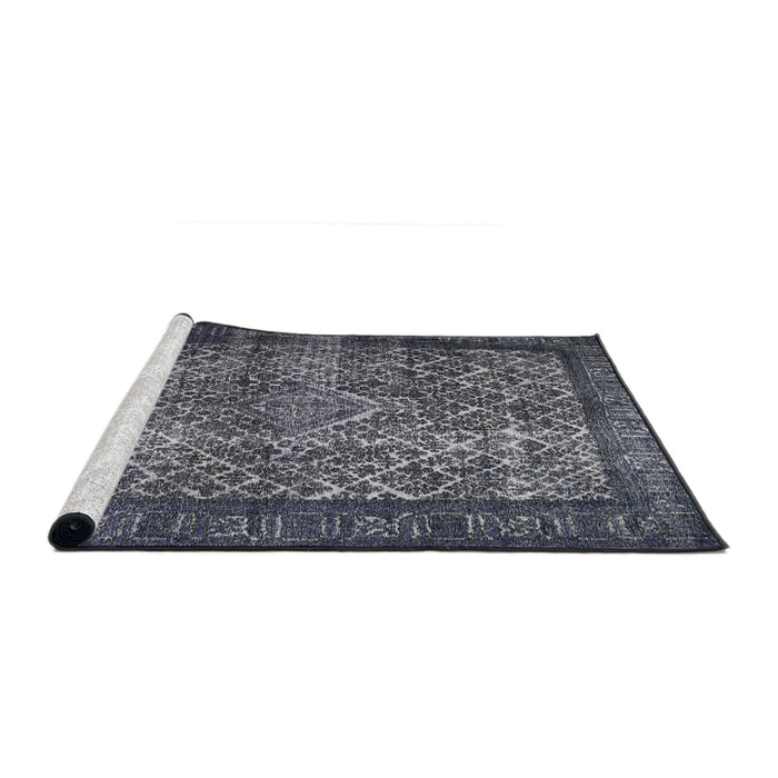 Sideview of Machine Washable Traditional Silver Gray Rug, wshtr1917