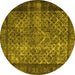 Round Persian Yellow Traditional Rug, tr1917yw