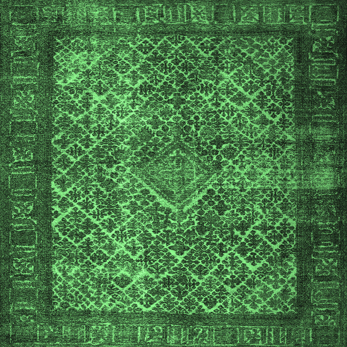 Square Machine Washable Persian Emerald Green Traditional Area Rugs, wshtr1917emgrn