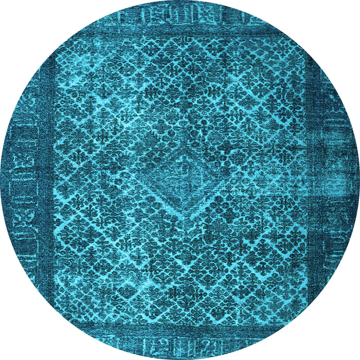 Round Machine Washable Persian Light Blue Traditional Rug, wshtr1917lblu