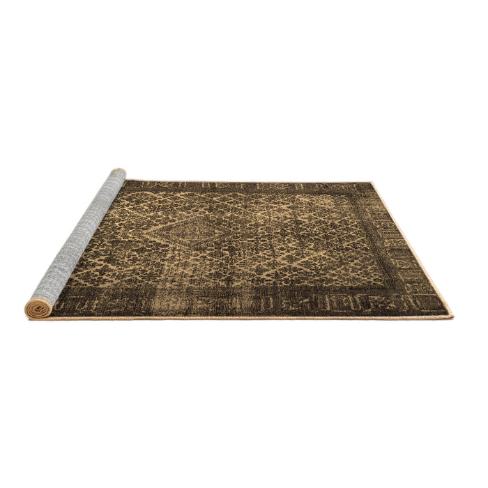 Sideview of Machine Washable Persian Brown Traditional Rug, wshtr1917brn