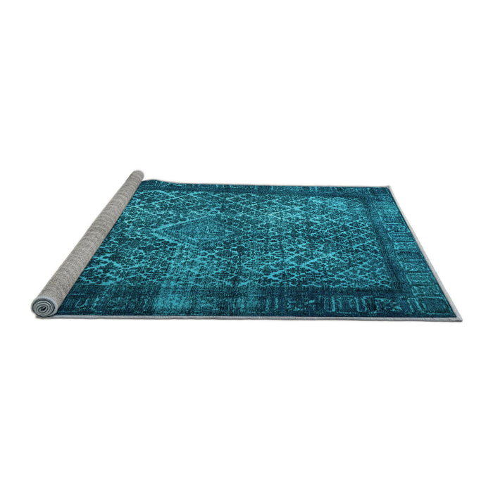 Sideview of Machine Washable Persian Light Blue Traditional Rug, wshtr1917lblu
