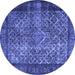 Round Persian Blue Traditional Rug, tr1917blu