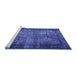 Sideview of Machine Washable Persian Blue Traditional Rug, wshtr1917blu