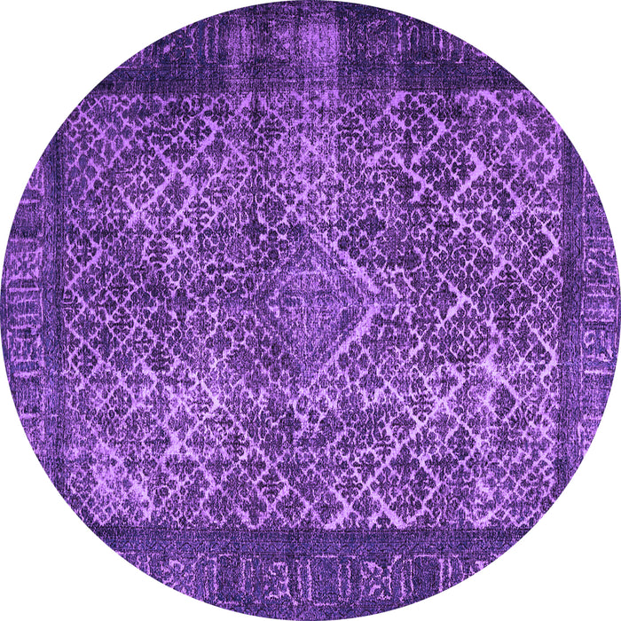 Round Machine Washable Persian Purple Traditional Area Rugs, wshtr1917pur