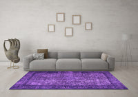 Machine Washable Persian Purple Traditional Rug, wshtr1917pur