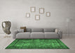 Machine Washable Persian Emerald Green Traditional Area Rugs in a Living Room,, wshtr1917emgrn