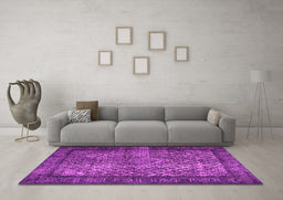 Machine Washable Persian Pink Traditional Rug in a Living Room, wshtr1917pnk