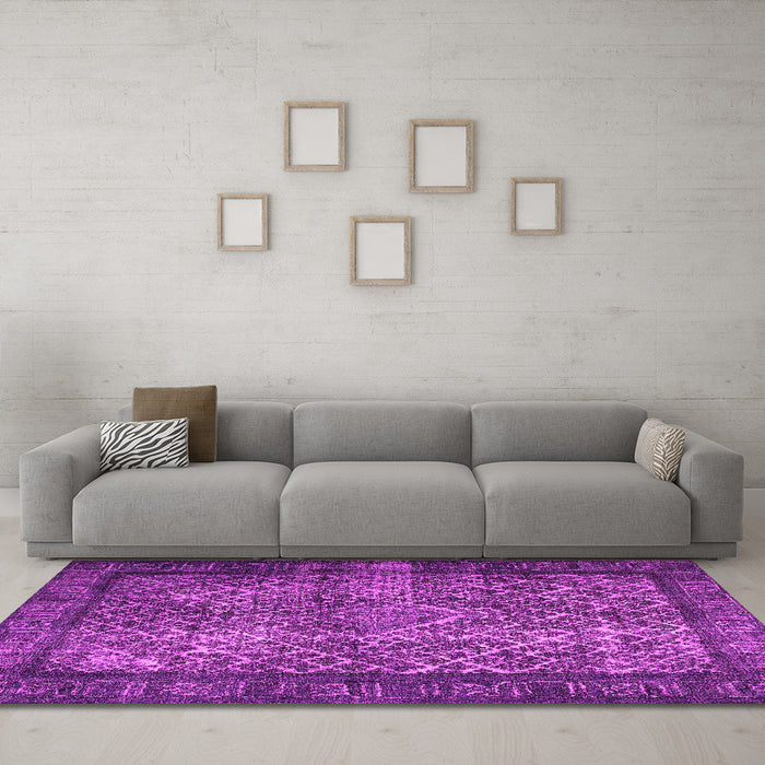 Machine Washable Persian Pink Traditional Rug in a Living Room, wshtr1917pnk