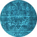 Round Persian Light Blue Traditional Rug, tr1918lblu