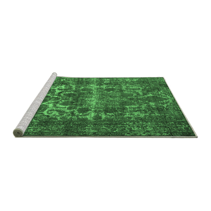 Sideview of Machine Washable Persian Emerald Green Traditional Area Rugs, wshtr1918emgrn