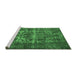Sideview of Machine Washable Persian Emerald Green Traditional Area Rugs, wshtr1918emgrn