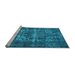 Sideview of Machine Washable Persian Light Blue Traditional Rug, wshtr1918lblu