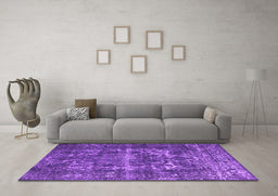 Machine Washable Persian Purple Traditional Area Rugs in a Living Room, wshtr1918pur