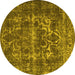 Round Machine Washable Persian Yellow Traditional Rug, wshtr1918yw