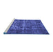 Sideview of Machine Washable Persian Blue Traditional Rug, wshtr1918blu