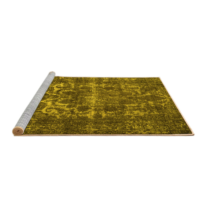 Sideview of Machine Washable Persian Yellow Traditional Rug, wshtr1918yw