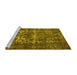 Sideview of Machine Washable Persian Yellow Traditional Rug, wshtr1918yw