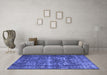 Machine Washable Persian Blue Traditional Rug in a Living Room, wshtr1918blu
