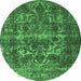 Round Persian Emerald Green Traditional Rug, tr1918emgrn