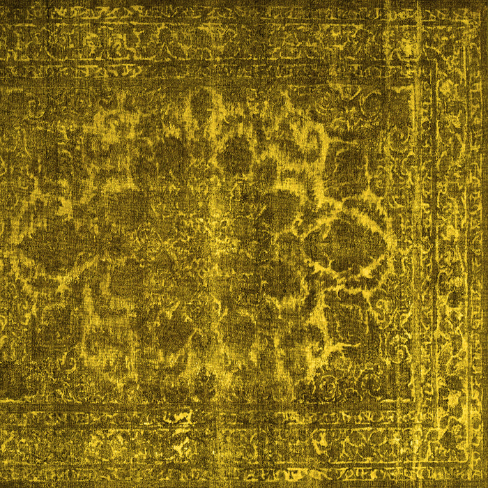 Square Machine Washable Persian Yellow Traditional Rug, wshtr1918yw