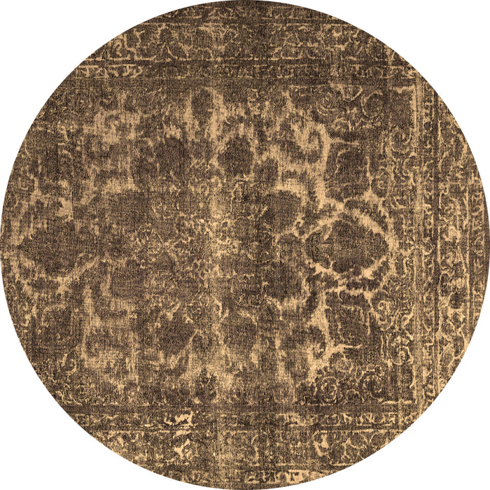 Round Machine Washable Persian Brown Traditional Rug, wshtr1918brn