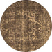 Round Machine Washable Persian Brown Traditional Rug, wshtr1918brn