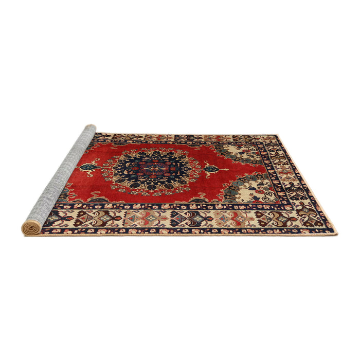 Sideview of Machine Washable Traditional Saffron Red Rug, wshtr1919
