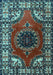 Machine Washable Medallion Light Blue Traditional Rug, wshtr1919lblu