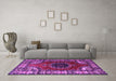 Machine Washable Medallion Purple Traditional Area Rugs in a Living Room, wshtr1919pur