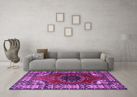 Machine Washable Medallion Purple Traditional Rug, wshtr1919pur