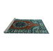 Sideview of Machine Washable Medallion Light Blue Traditional Rug, wshtr1919lblu