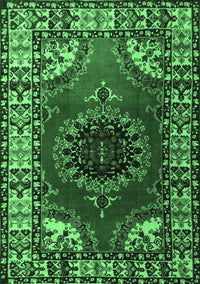 Medallion Emerald Green Traditional Rug, tr1919emgrn