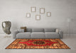 Machine Washable Medallion Orange Traditional Area Rugs in a Living Room, wshtr1919org