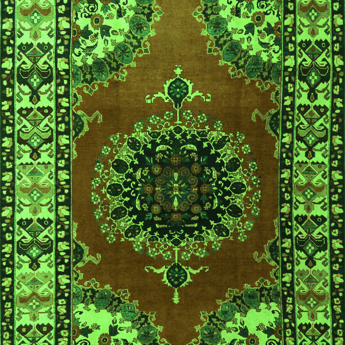 Serging Thickness of Machine Washable Medallion Green Traditional Area Rugs, wshtr1919grn