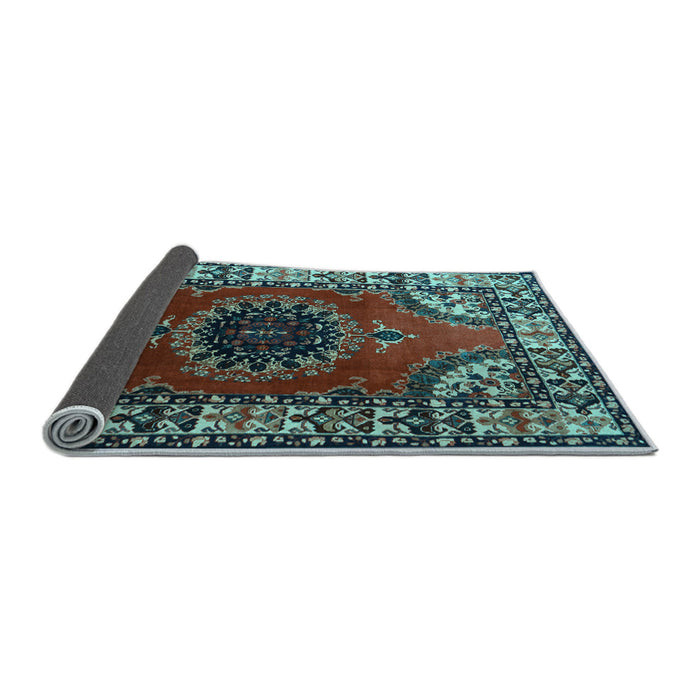 Sideview of Medallion Light Blue Traditional Rug, tr1919lblu
