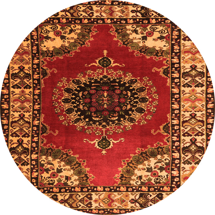 Square Medallion Orange Traditional Rug, tr1919org