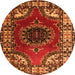 Square Medallion Orange Traditional Rug, tr1919org