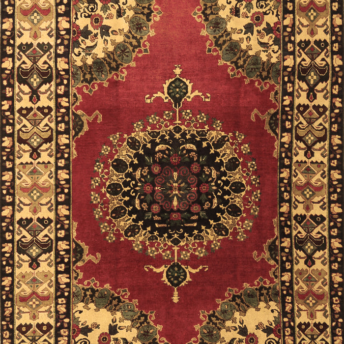 Machine Washable Medallion Brown Traditional Rug, wshtr1919brn
