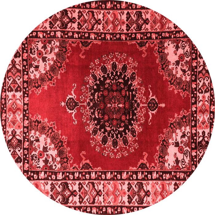 Machine Washable Medallion Red Traditional Rug, wshtr1919red